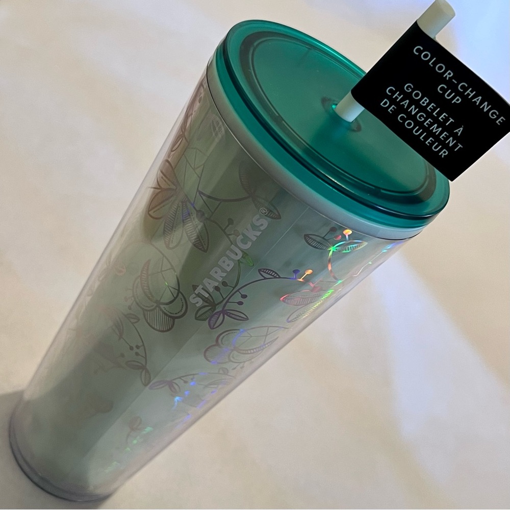 Starbucks Holiday 2022 Color-Change Siren Cold Cup with Straw Green/White 24oz
